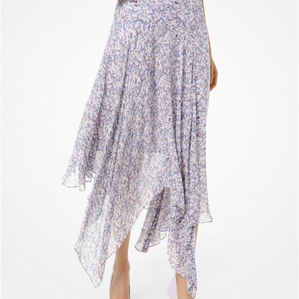 Michael Kors Asymmetrical Floral Midi Skirt